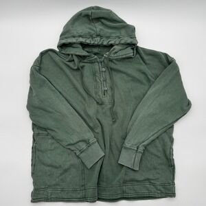 Aerie Coastal Henley Hoodie Green Mineral Wash Oversized Pullover XS